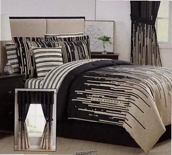 14-piece Bedding Comforter Set Flat Fitted Sheet Bed Skirt Pillows Empire King