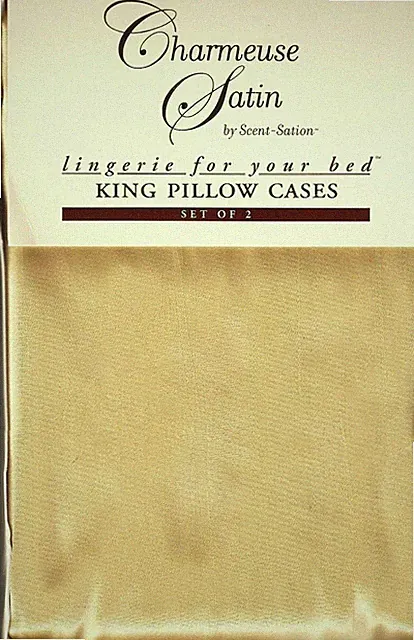 2 CHARMEUSE SATIN KING PILLOW CASES ~ GOLD ~ "LINGERIE FOR YOUR BED" ~ BRAND NEW