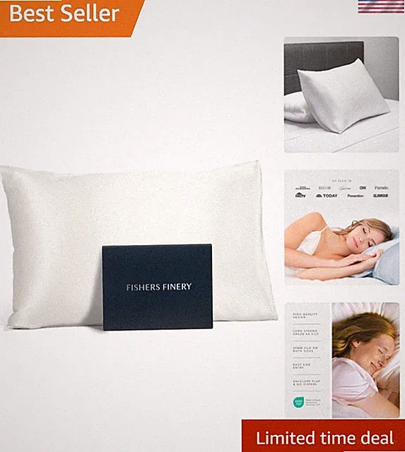 25mm 100% Pure Mulberry Silk Pillowcase White Queen