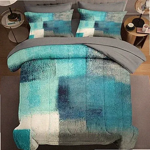 7 Pcs Size Comforter Set with 2 Pillowcases & 2 Shams, Queen Turquoise Teal