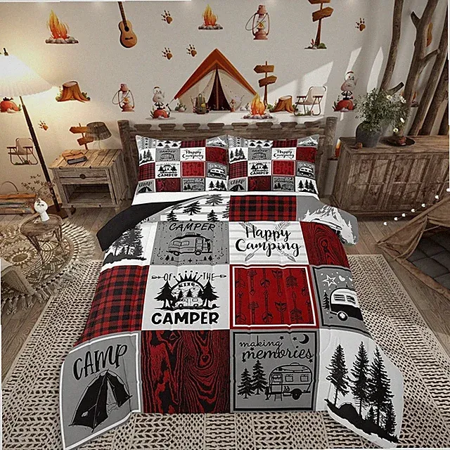 Camper King Bedding Sets Rv Camping Comforter Set Rustic Buffalo Plaid Bedding C