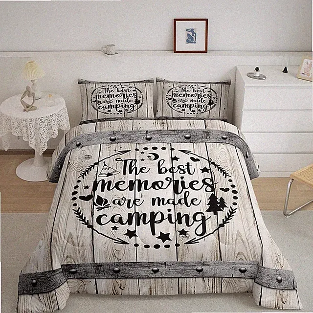 Camping Adventure Comforter Set King Size,Camper RV Trailer Decor Bedding Set...