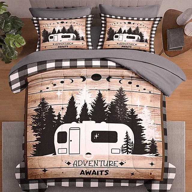 Comforter Set Queen Size, Camper Rv Camping 7 Pcs Bedding for and Adults, Car...