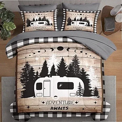 Comforter Set Size, Camper Rv Camping Car 7 Pcs Bedding for Queen Campervan