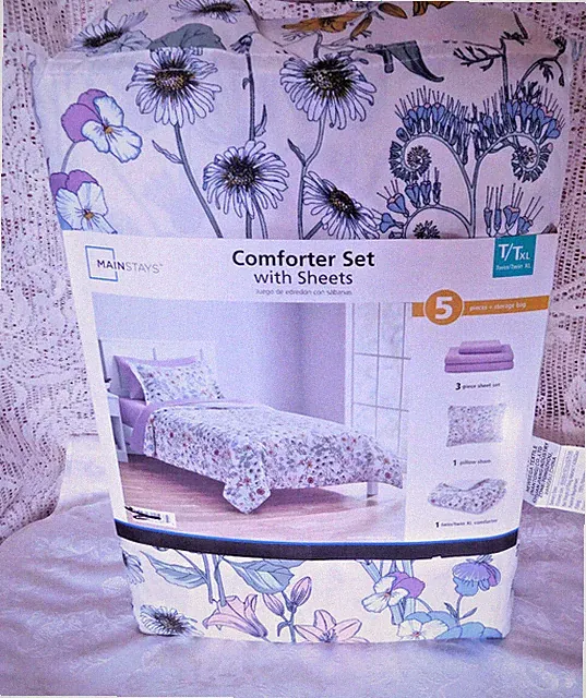 MAINSTAYS Twin/Twin XL Comforter Sheets 5-Piece Bedding Set Floral~ FREE SHIP