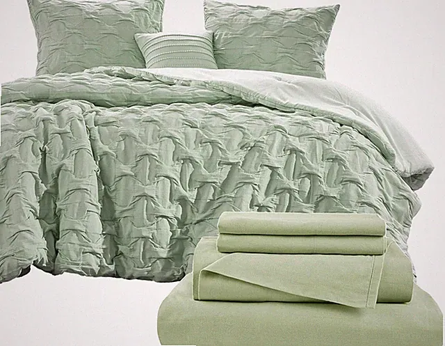 Twin XL Bedding Set - Sage Green 3-Pc Comforter & Sheet Set