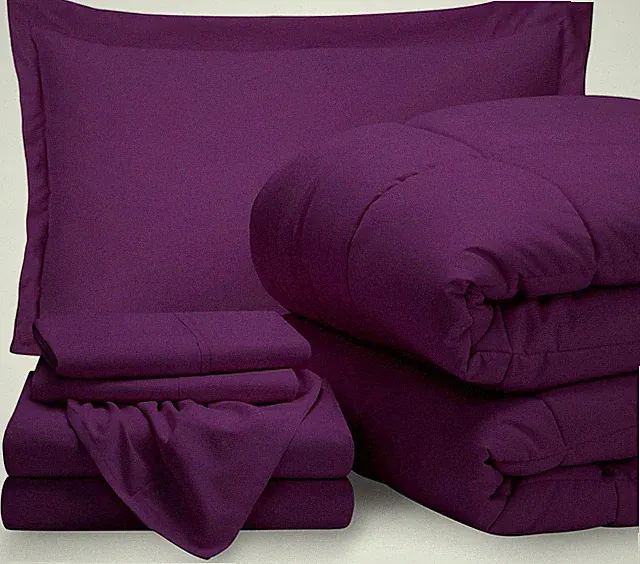 Twin XL Plum Sheet & Comforter Set - Ultra-Soft Microfiber