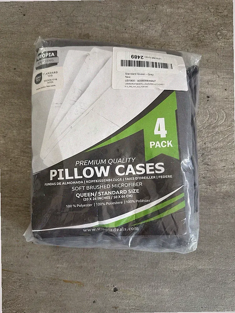 Utopia Bedding Pillow Case 4 Pack Grey Queen Standard Brushed Microfiber